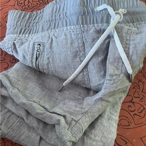 Athleta Cabo Linen Joggers Womens Size US6 Gray Pull On Casual Zip Pockets - EUC